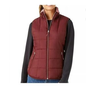Free Country Ladies Reversible Puffer Vest Dark Berry Burgundy Lightweight